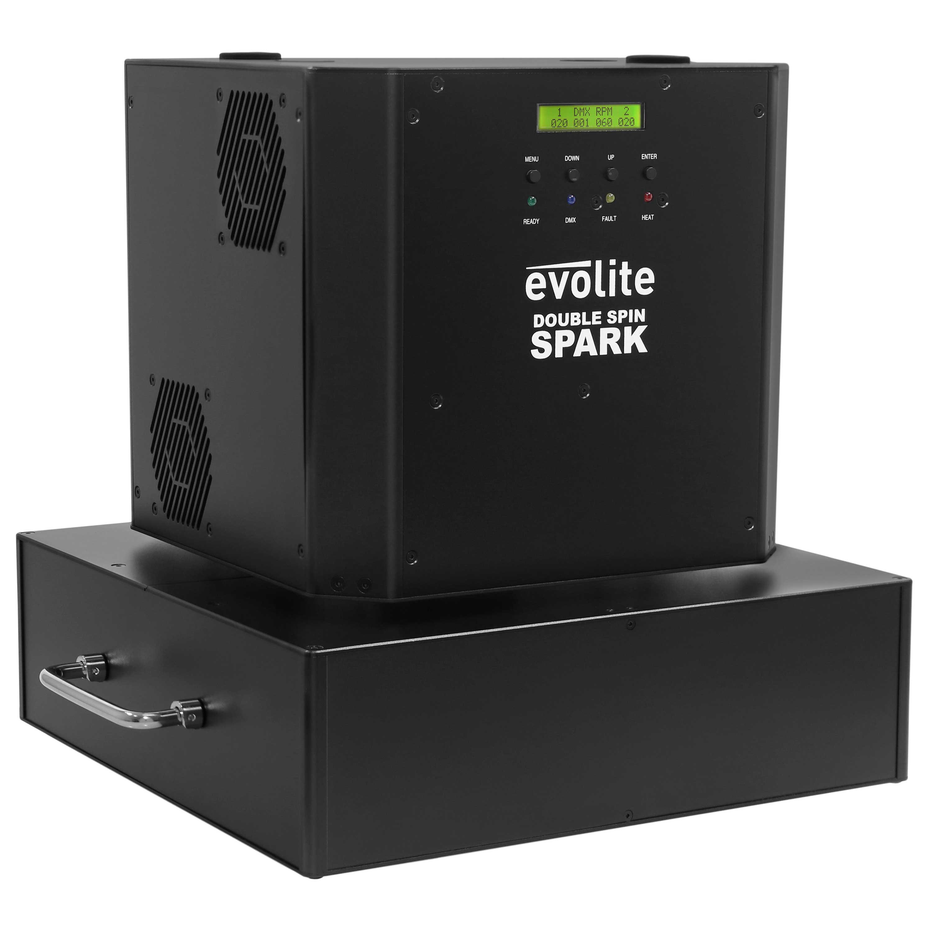 Evolite Double Spin Spark Machine with Flight Case